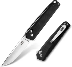 MOSSY OAK Pocket Folding Knife, 3.5-Inch D2 Steel Drop Point Blade, G10 Handle, Small EDC Knife with Belt Clip for Camping, Hiking (Black)