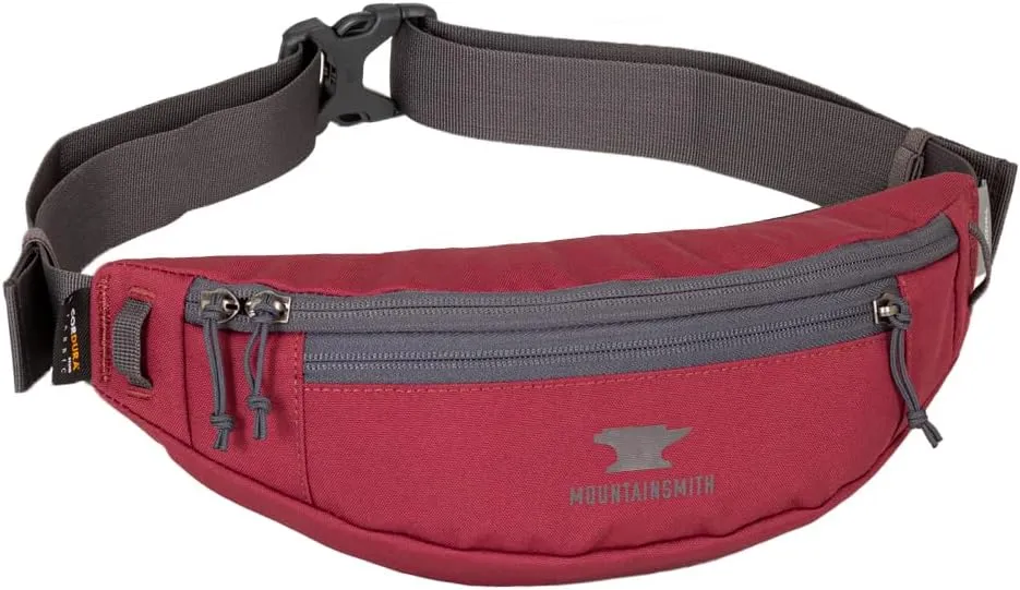 Mountainsmith Swoop Lumbar Waist Fanny Hip Pack, Running, Hiking, Travel, Dog-Walking, Outdoor Activities with 2 Zippered Pockets, Maroon Red
