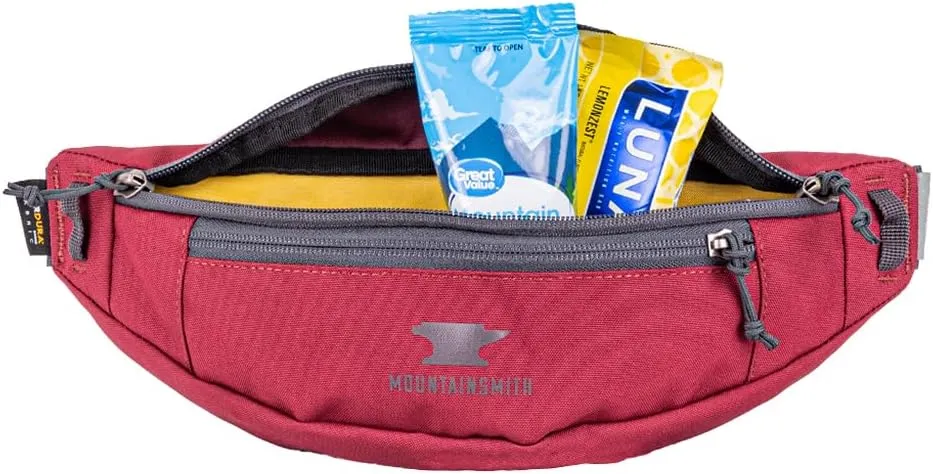 Mountainsmith Swoop Lumbar Waist Fanny Hip Pack, Running, Hiking, Travel, Dog-Walking, Outdoor Activities with 2 Zippered Pockets, Maroon Red