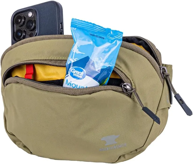 Mountainsmith Vibe Lumbar Waist Fanny Hip Pack, Running, Hiking, Travel, Dog-Walking, Outdoor Activities with 2 Zippered Pockets, Olive Green