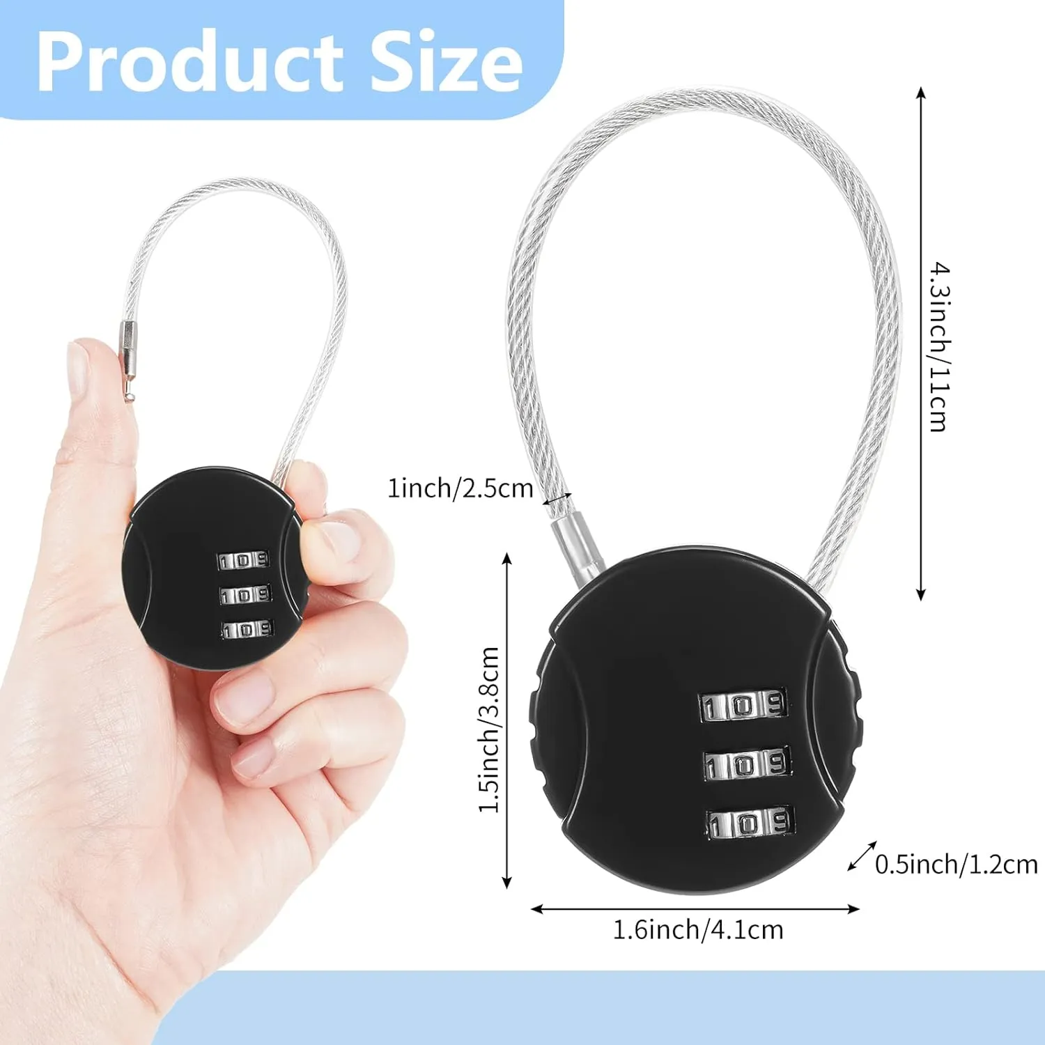 Moxweyeni Combination Lock 3 Digit Gym Padlock Waterproof Resettable Bag Luggage Gate Padlock Outdoor for School Locker Travel Toolbox Storage