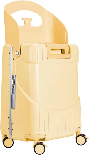 MRPLUM Ride On Luggage with Seat for Kids&Adults with Seat Belt,Hard Shell Lightweight Rolling Spinner Wheels Travel Luggage with TSA Lock,20 inch,Yellow