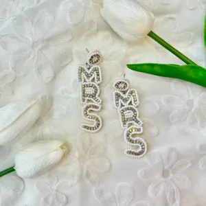 Mrs White Beaded & Rhinestone Earrings