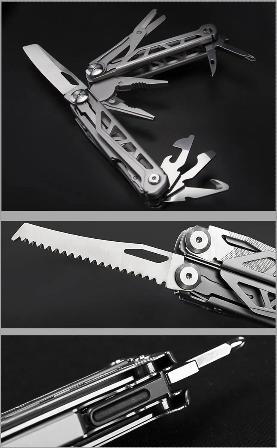 Multi-Purpose Pocket Knife Pliers Kit, Durable Stainless Steel Multi-Plier Multi-tool for Survival, Camping, Hunting (black)