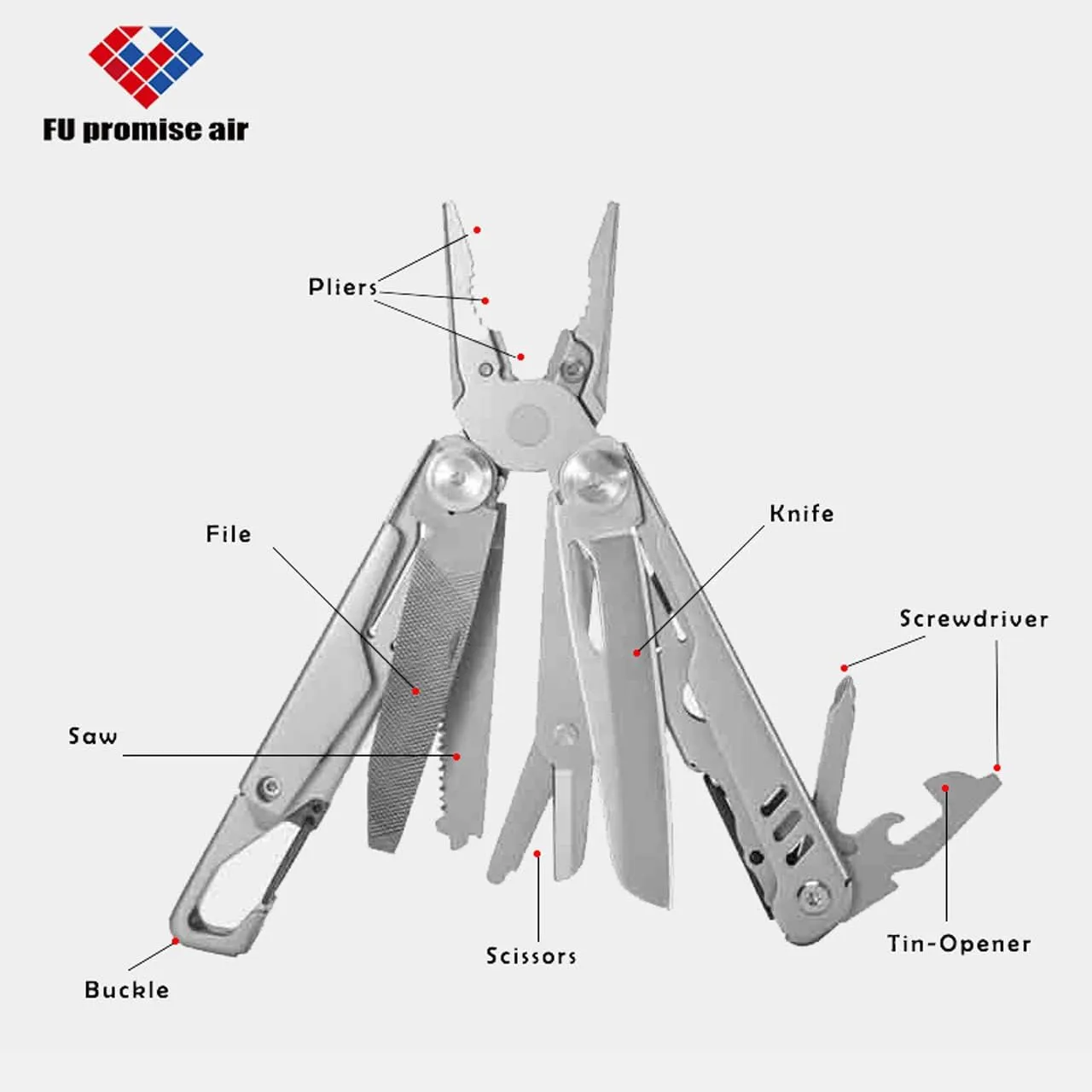 Multi-Purpose Pocket Knife Pliers Kit, Durable Stainless Steel Multi-Plier Multi-Tool for Survival, Camping, Hunting