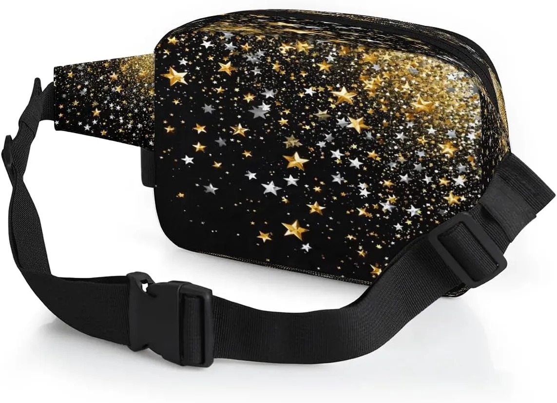 Multicolor Stars Print Fanny Packs for Women Men Waterproof Waist Bag with Adjustable Strap Belt Bag for Travel Running Hiking