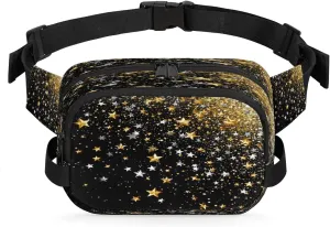 Multicolor Stars Print Fanny Packs for Women Men Waterproof Waist Bag with Adjustable Strap Belt Bag for Travel Running Hiking