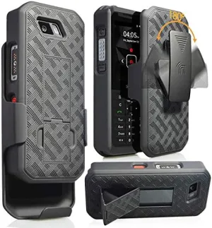 Nakedcellphone Combo Series Compatible with Sonim XP5s Case, Kickstand Hard Cover with [Rotating/Ratchet] Belt Clip Holster Combo for XP5800 - Black
