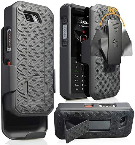 Nakedcellphone Combo Series Compatible with Sonim XP5s Case, Kickstand Hard Cover with [Rotating/Ratchet] Belt Clip Holster Combo for XP5800 - Black