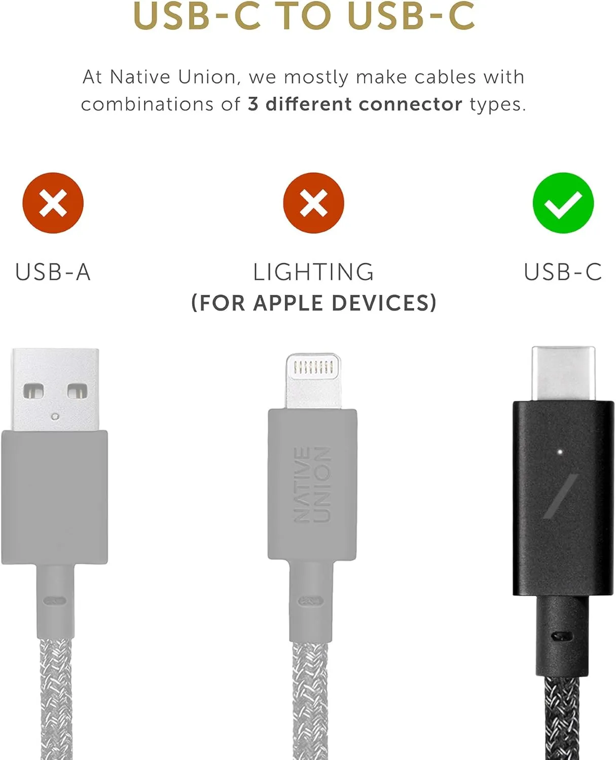 Native Union Type-C Belt Cable Pro - USB-C to USB-C 8ft Ultra-Strong Charging Cable with Leather Strap Compatible with MacBook Pro 2017-2020, MacBook Pro 13" M1/ M2, Air 13" M1, Surface Go 3 (Cosmos)