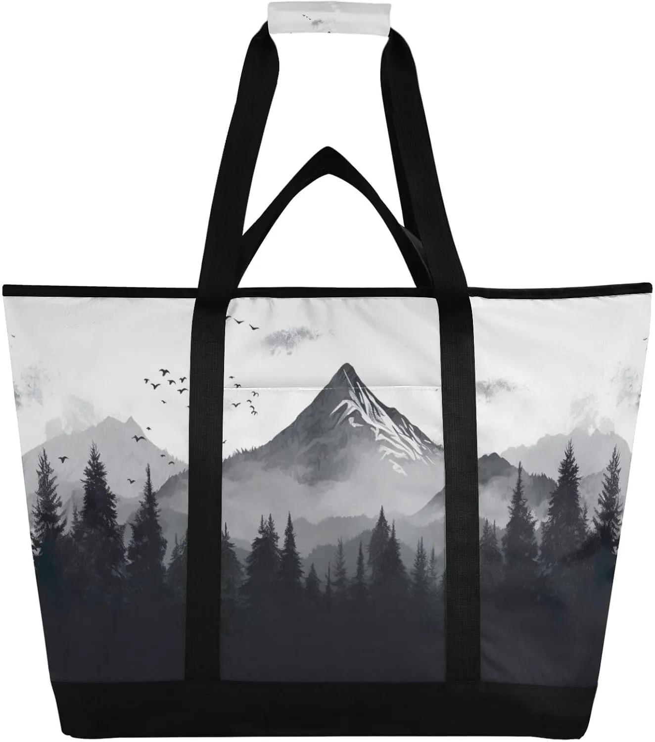 Nature Mountain Reusable Insulated Lunchbox Cooler Bag, Leakproof Kitchen Grocery Bag Collapsible Portable Cooler Tote Bag for Picnic, Camping, Office, Travel