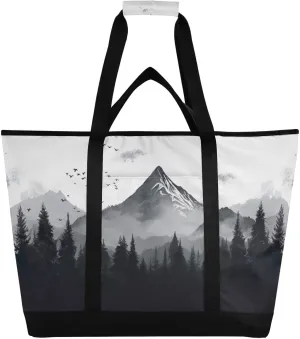 Nature Mountain Reusable Insulated Lunchbox Cooler Bag, Leakproof Kitchen Grocery Bag Collapsible Portable Cooler Tote Bag for Picnic, Camping, Office, Travel