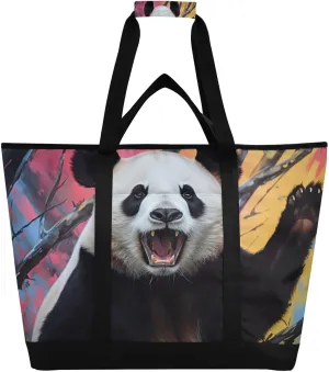 Naughty Panda Reusable Insulated Lunchbox Cooler Bag, Leakproof Kitchen Grocery Bag Collapsible Portable Cooler Tote Bag for Picnic, Camping, Office, Travel