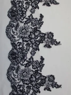 Navy Lace Trim - Victoria
