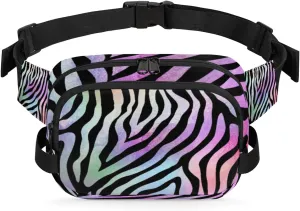 Neon Colored Zebra Print Waist Packs for Women Men, Waterproof Hiking Fanny Packs, Crossbody Waist Bag with Adjustable Strap, Waist Pouch for Travel Running