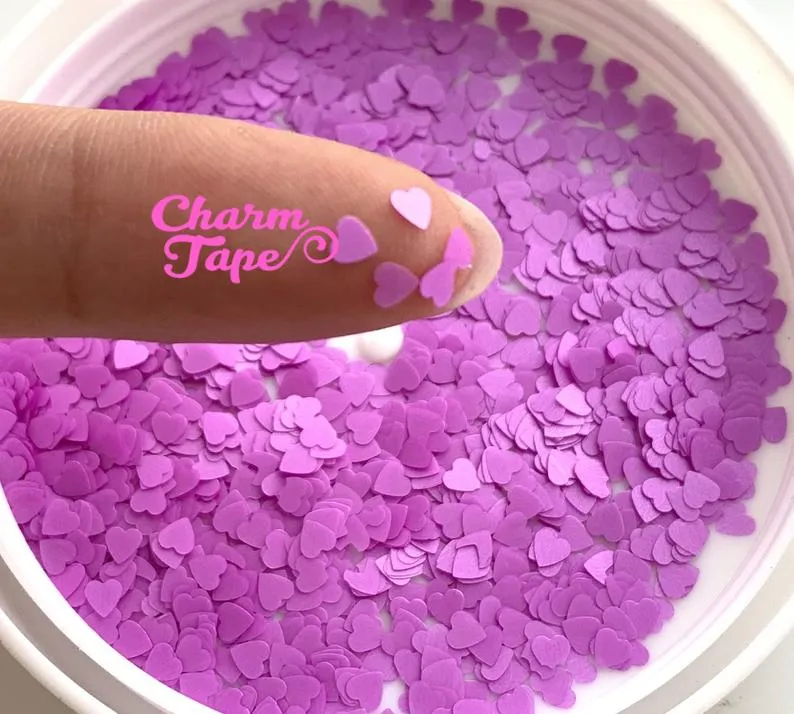 Neon Heart Loose glitters, hearts glitter 4mm UV resin, nail gel, acrylic nail, Solvent Resistant