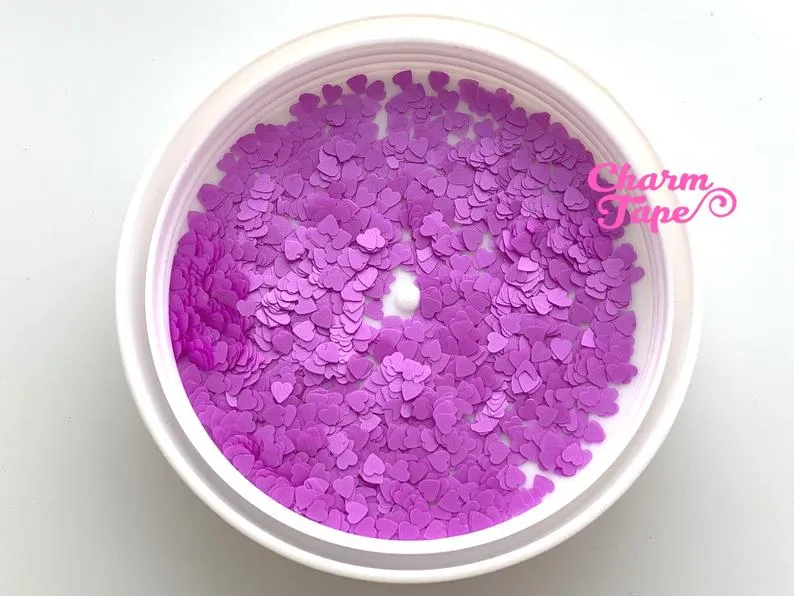 Neon Heart Loose glitters, hearts glitter 4mm UV resin, nail gel, acrylic nail, Solvent Resistant