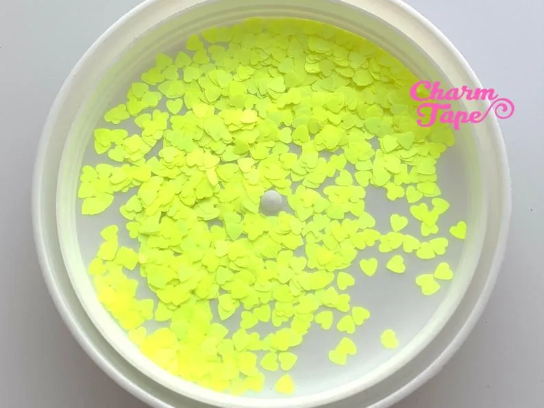 Neon Heart Loose glitters, hearts glitter 4mm UV resin, nail gel, acrylic nail, Solvent Resistant