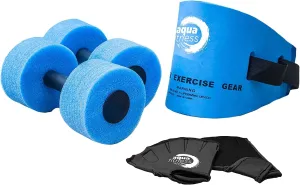 New Aqua 6-Piece Water Fitness Set – Exercise Equipment for Water Aerobics and Other Pool Exercise – Includes Aquatic Swim Belt, Resistance Gloves, and Dumbbells