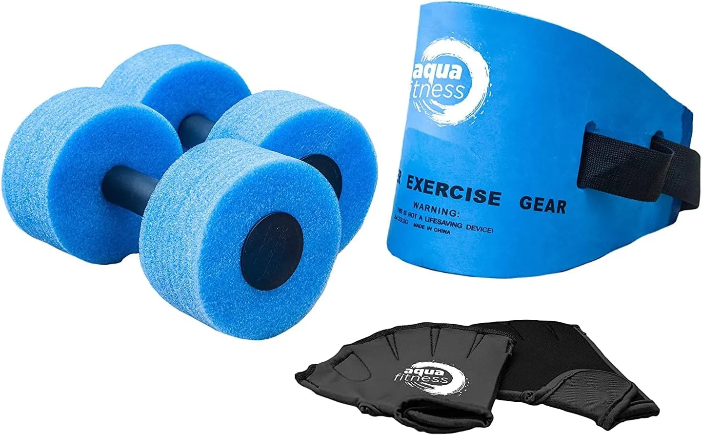 New Aqua 6-Piece Water Fitness Set – Exercise Equipment for Water Aerobics and Other Pool Exercise – Includes Aquatic Swim Belt, Resistance Gloves, and Dumbbells