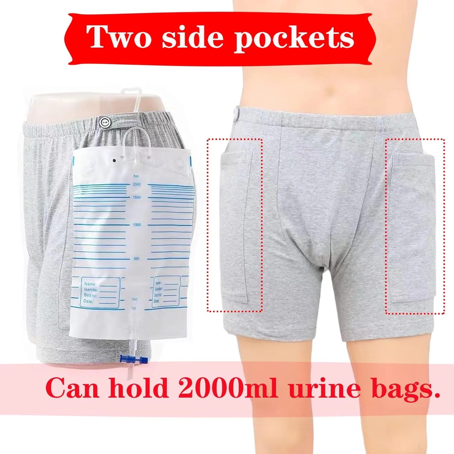 New Type of Urine Bag Pants,Underwear Urine Bag Pants for Elderly,Urine Drainage Bag Underwear,Nephrostomy Bag Pants for Abdominal Surgeries Patient
