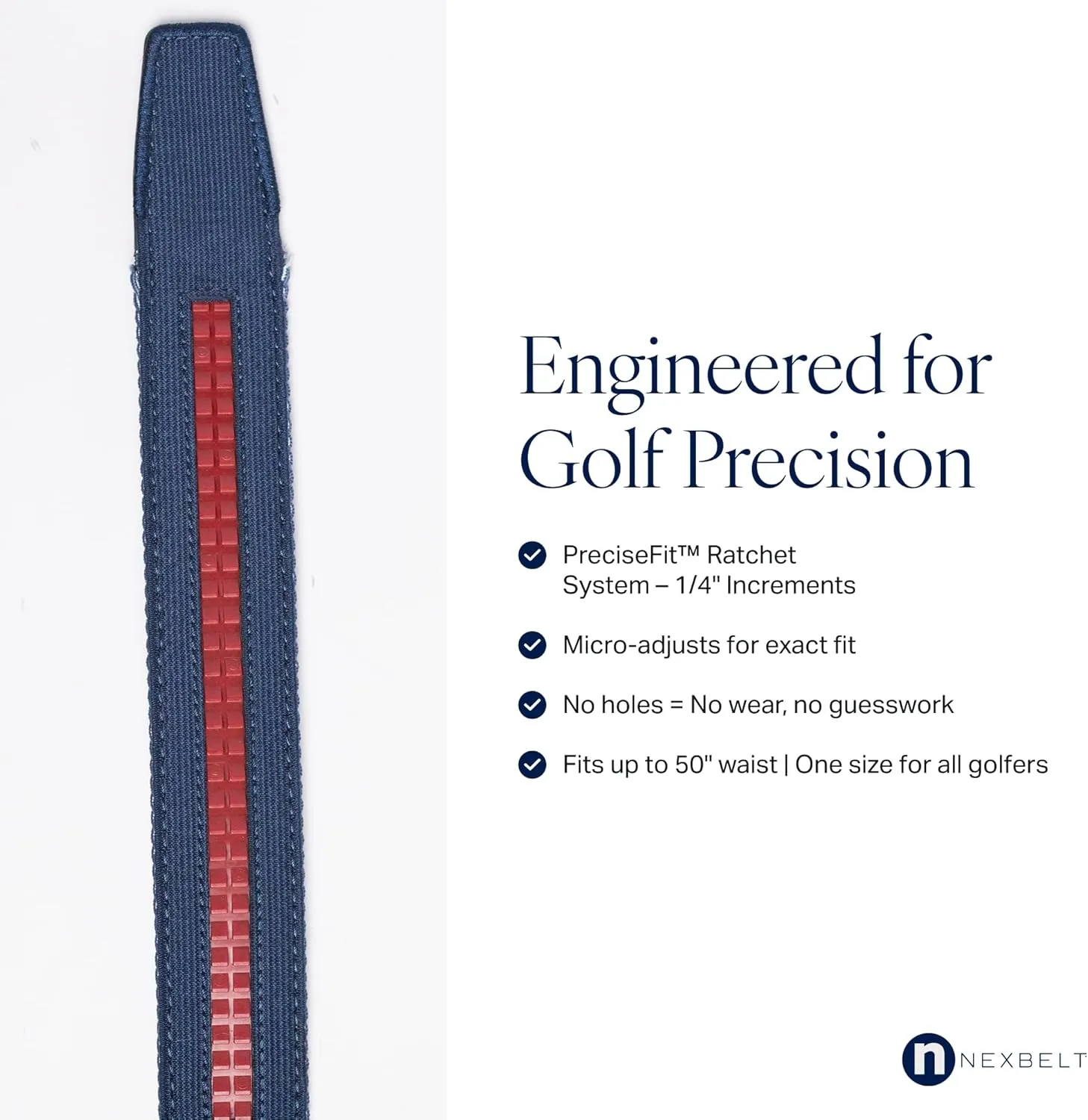 Nexbelt Men's Braided Ratchet Golf Belt – Adjustable, Stretch Fit – For Casual Wear & Golfing (Fits up to 50")