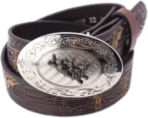 Nocona Boy's Bull Rider Cowboy Design Belt, Brown, 26