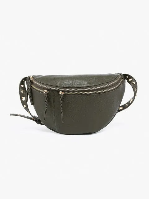 Nova Studded Sling Bag with Braided Zipper