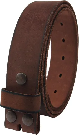 NPET Men's Full Grain Leather Belt Vintage Distressed Style with Snap-On Strap 1 1/2" Wide without Buckle