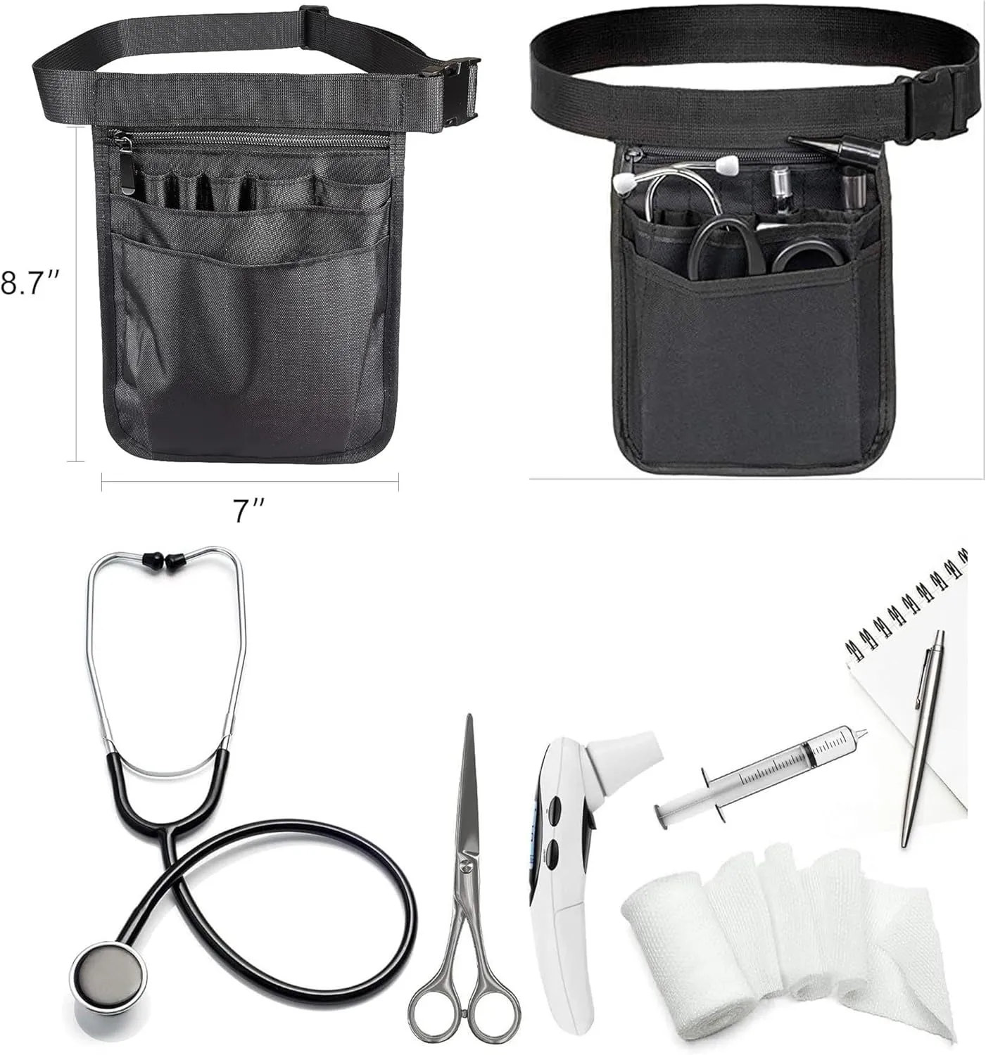 Nurse Fanny Pack,Multi Compartment Nurse Waist Bag,Utility Nurse Pocket Organizer with Adjustable Waist Strap for Stethoscopes, Bandage Scissors Other Medical Supplies (pink)