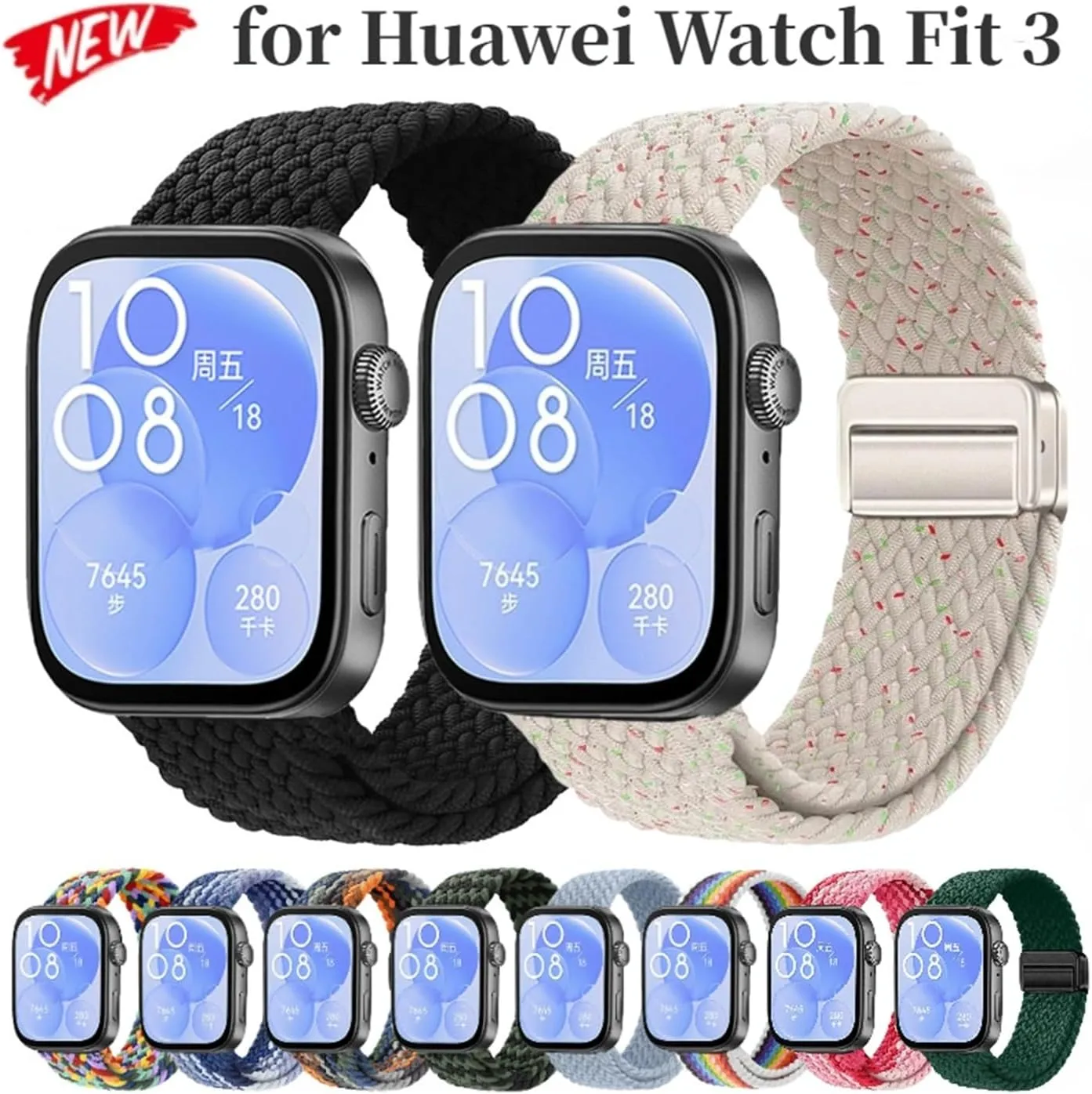 Nylon Braided Strap for Huawei Watch Fit 3/4/4pro Adjustable Comfortable Band for Huawei Watch Fit 4 pro Bracelet belt