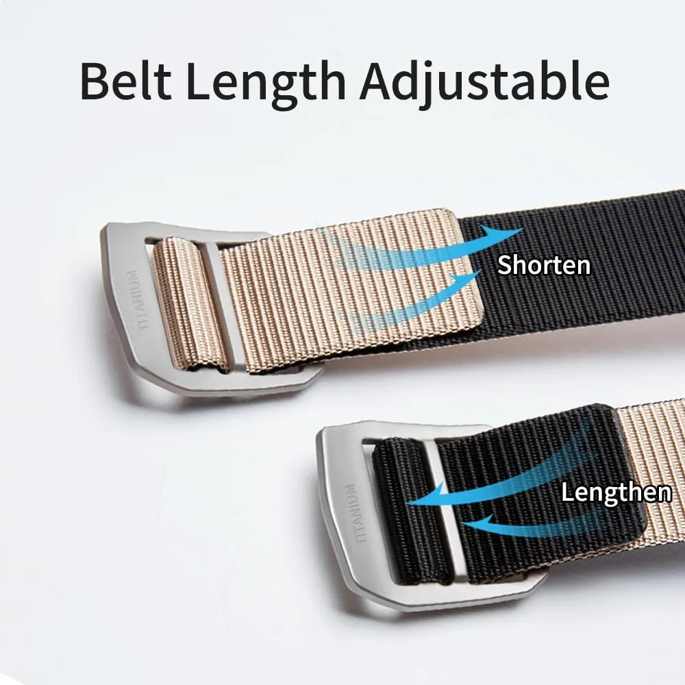 Nylon Tactical Military Men's Belt - Adjustable Titanium Buckle, Green, 41.34-53.15 inches