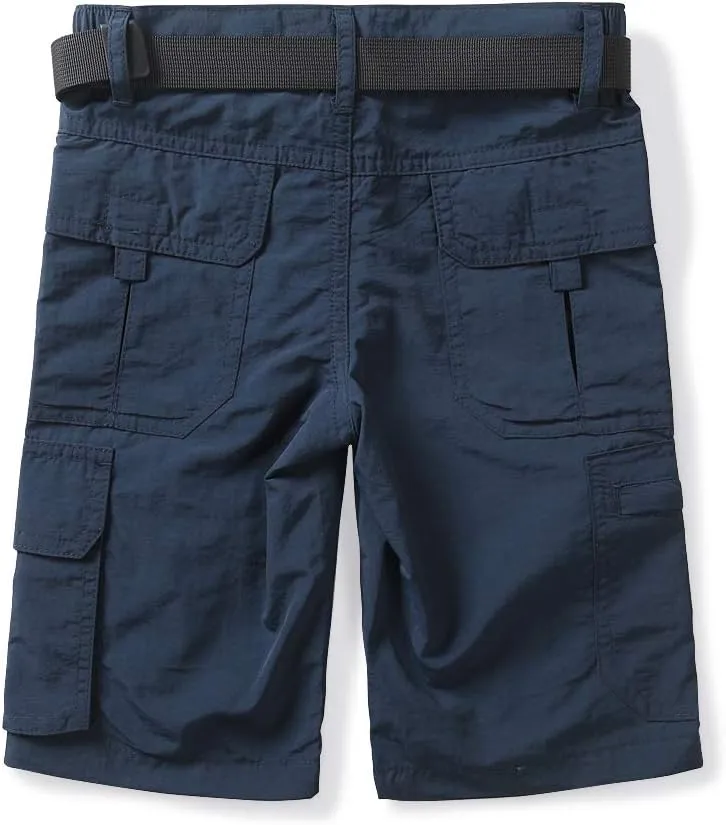 OCHENTA Men & Boys' Quick Dry Cargo Hiking Shorts Elastic Waist Athletic Outdoor Scout Fishing