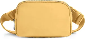 ODODOS Unisex Mini Belt Bag with Adjustable Strap Small Fanny Pack for Workout Running Traveling Hiking, Buff Yellow