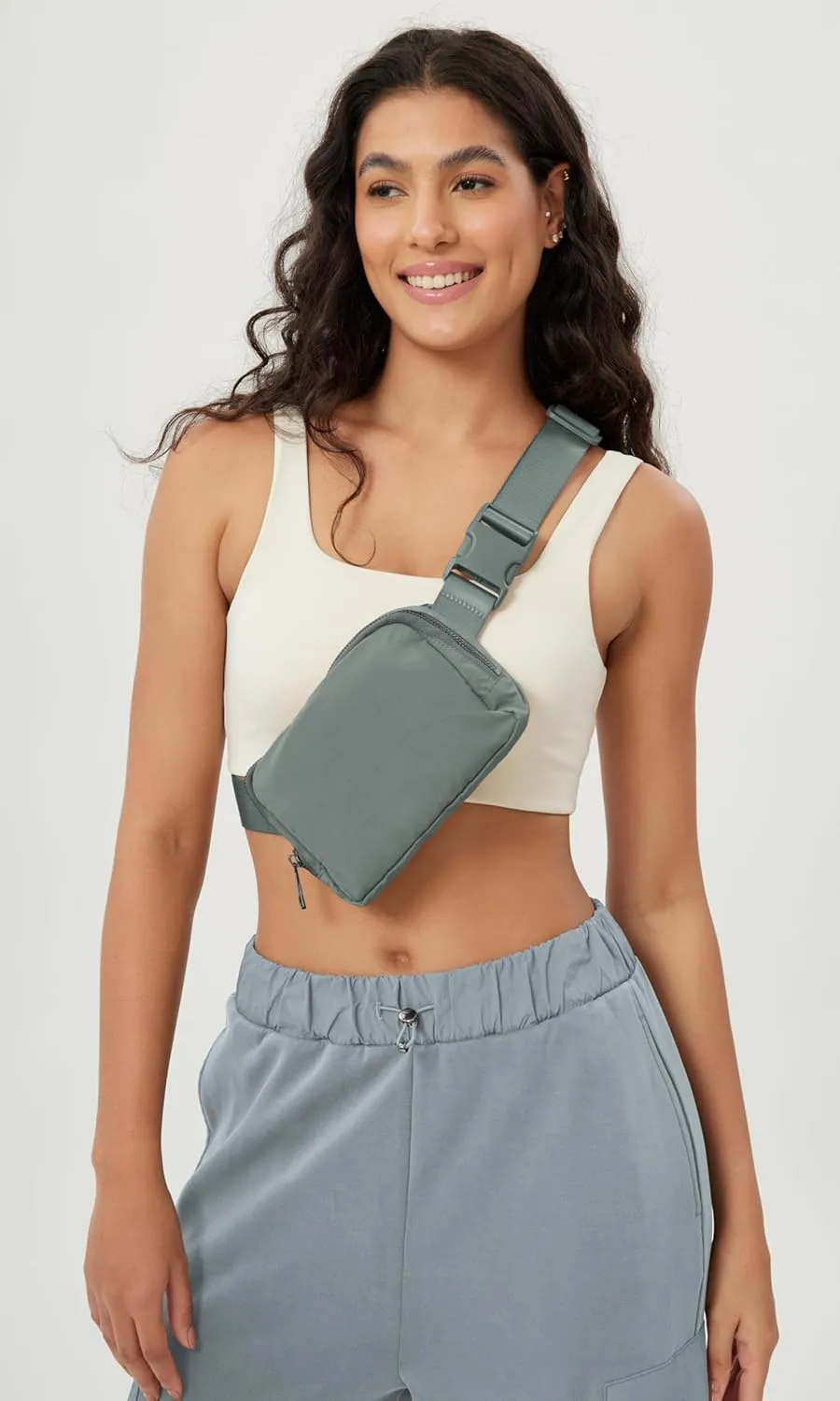 ODODOS Unisex Mini Belt Bag with Adjustable Strap Small Fanny Pack for Workout Running Traveling Hiking, Iron Gray