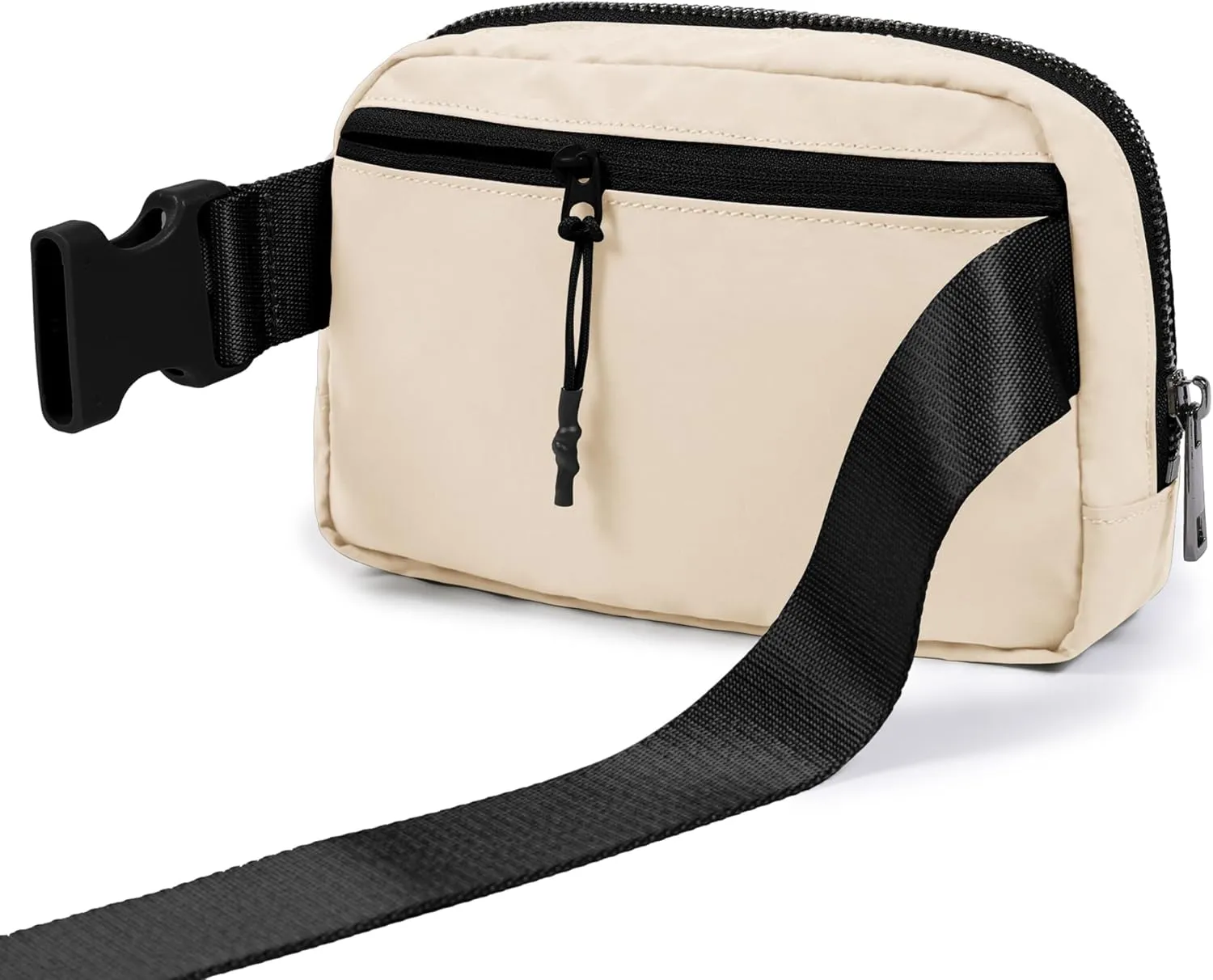 ODODOS Unisex Mini Belt Bag with Adjustable Strap Small Fanny Pack for Workout Running Traveling Hiking, Ivory Black
