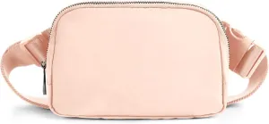 ODODOS Unisex Mini Belt Bag with Adjustable Strap Small Fanny Pack for Workout Running Traveling Hiking, Pale Coral