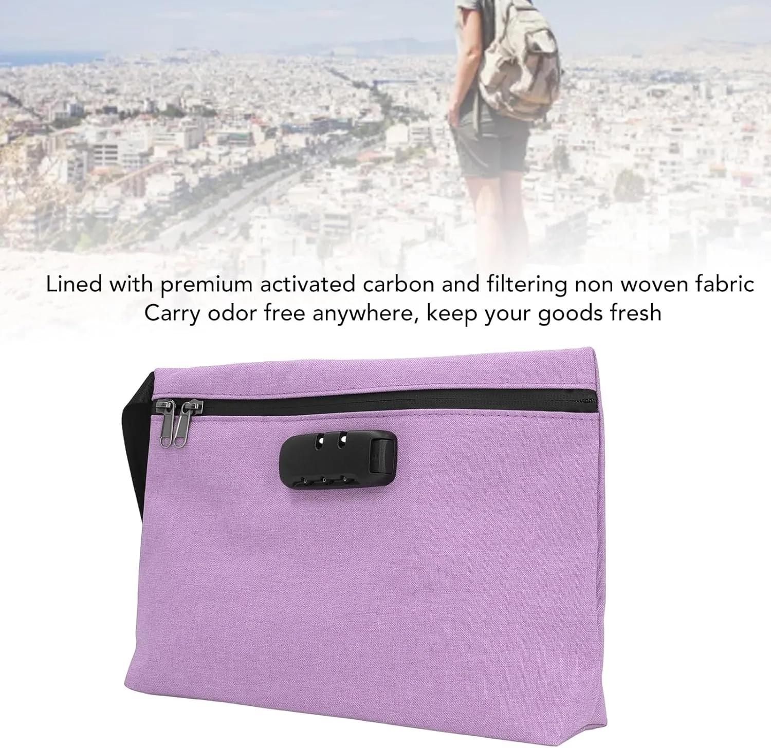 Odor Box Container, Smell Proof Storage Bag, Protection with Lock for Travel (Roseous)