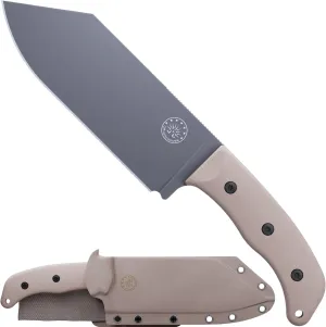 Off-Grid Knives - Grizzly V2 Chef Knife with Sandvik 14C28N Stainless Steel, Kydex Sheath and Belt Clip, G10 Scales, Lanyard Opening, Camping, BBQ & Home Kitchen Use (Coyote)