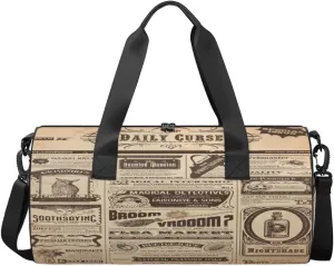 Old Newspaper Travel Duffel Bag Nostalgic Newspaper Sports Gym Bag Men Women Sports Travel Luggage Bag 17.6”×9”×9 “ Duffel Bag Weekend Overnight Gym Bag Nvenient For Carrying