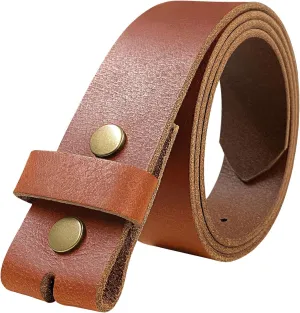 One Piece Full Grain Buffalo/Oil Tanned Leather Replacement Belt Strap or Belt with Buckle 1-1/2" (38mm) wide