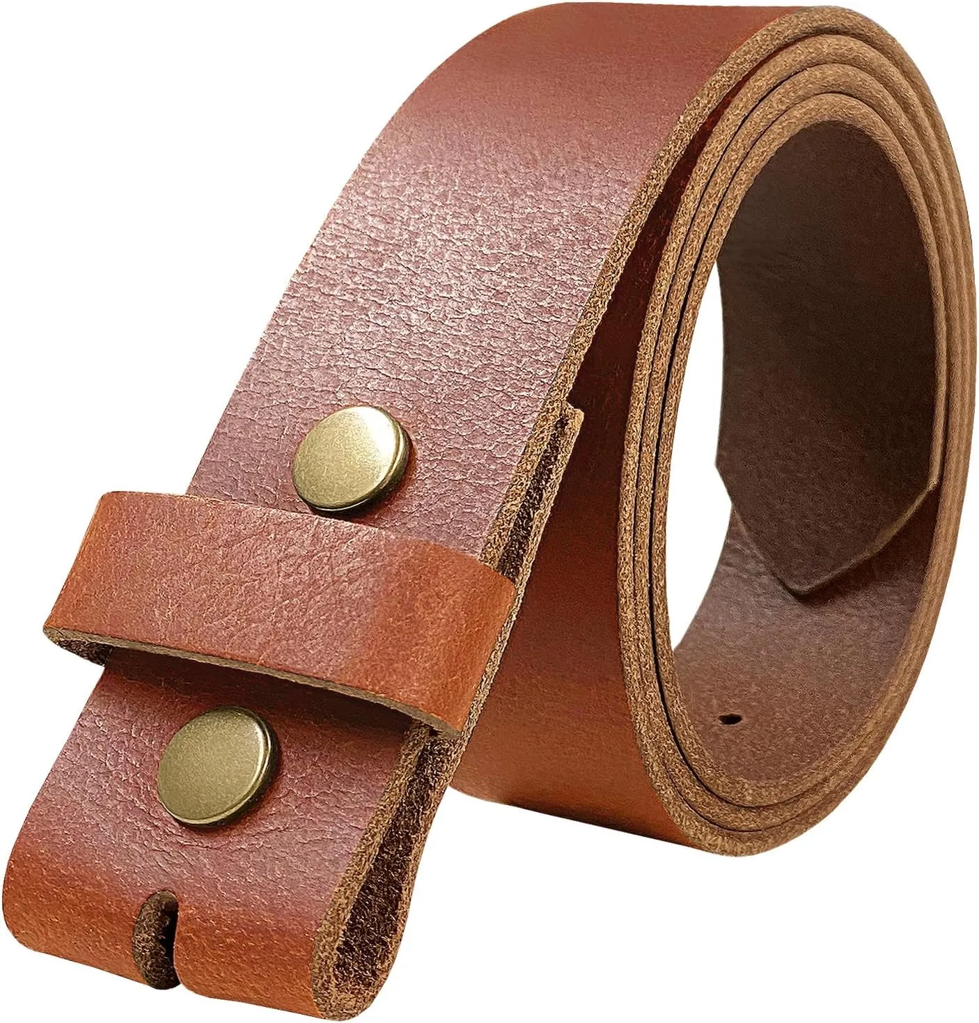One Piece Full Grain Buffalo/Oil Tanned Leather Replacement Belt Strap or Belt with Buckle 1-1/2" (38mm) wide