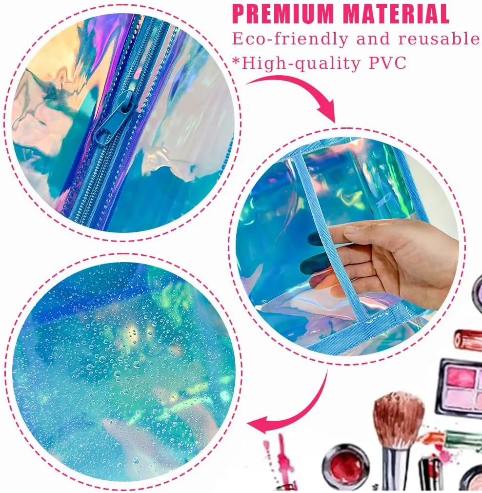 ONEART Holographic Clear Tote Bags, Waterproof Shoulder Bag, Clear Tote Bag with Zipper, Unisex Handbag