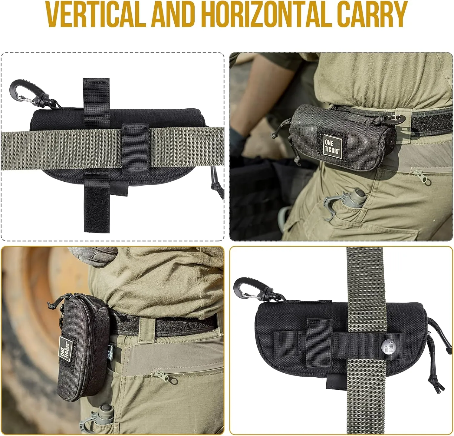 OneTigris Eyeglasses Hard Case Tactical Molle Zipper Sunglasses Carrying Case 1000D Nylon with Clip