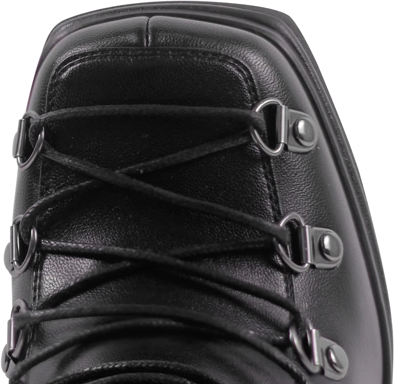 onlymaker Double Platform Ankle Boots Chunky High Heels Lace up side Zippers Square Toe Platform Booty