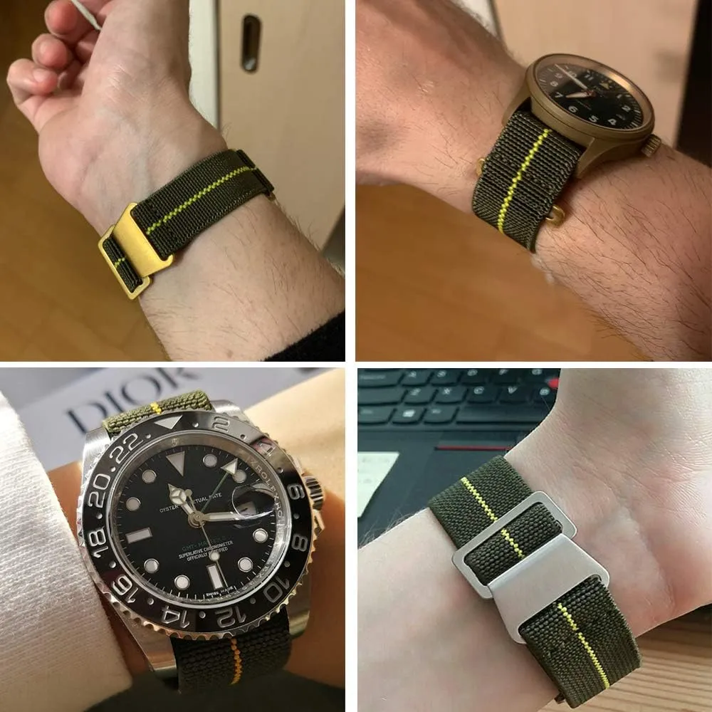 Onthelevel French Troops Parachute Bag for Nylon Elastic Belt Watchband 18mm 20mm 22mm Watch Strap
