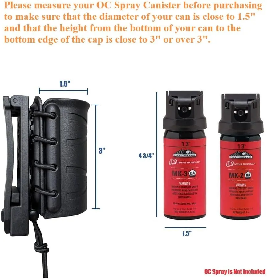 Open Top OC/Mace Spray Holster for Duty Belt/Vest Quick Release Pepper Spray Case MK3/MK4 Canister Holder Polymer Carrier Sheath for Law Enforcement Police Security Prison/Corrections Officer