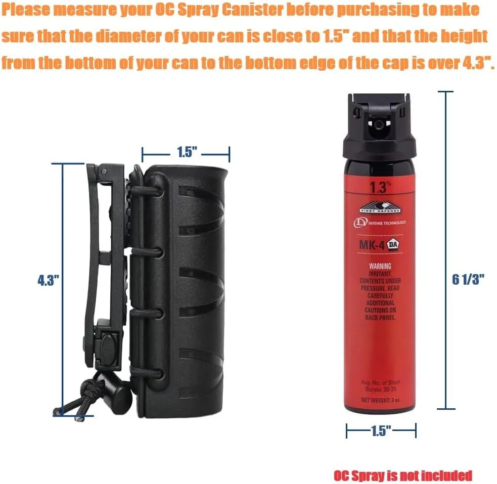 Open Top OC/Mace Spray Holster for Duty Belt/Vest Quick Release Pepper Spray Case MK3/MK4 Canister Holder Polymer Carrier Sheath for Law Enforcement Police Security Prison/Corrections Officer