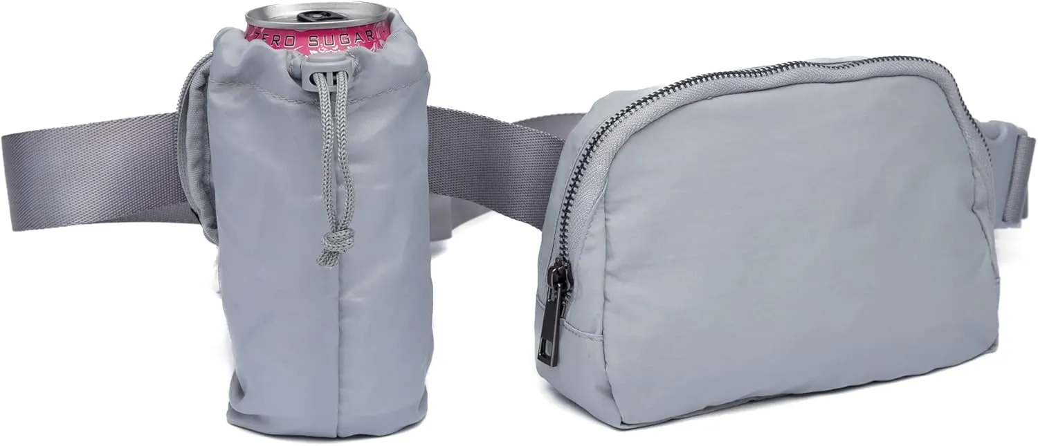 Original Crossbody HydroBeltbag | Fanny Pack with Removable Water Bottle Holder | Adjustable Waist Bag for Carrying Your Purse, Phone, Accessories w/Tumbler Holder (Grey)