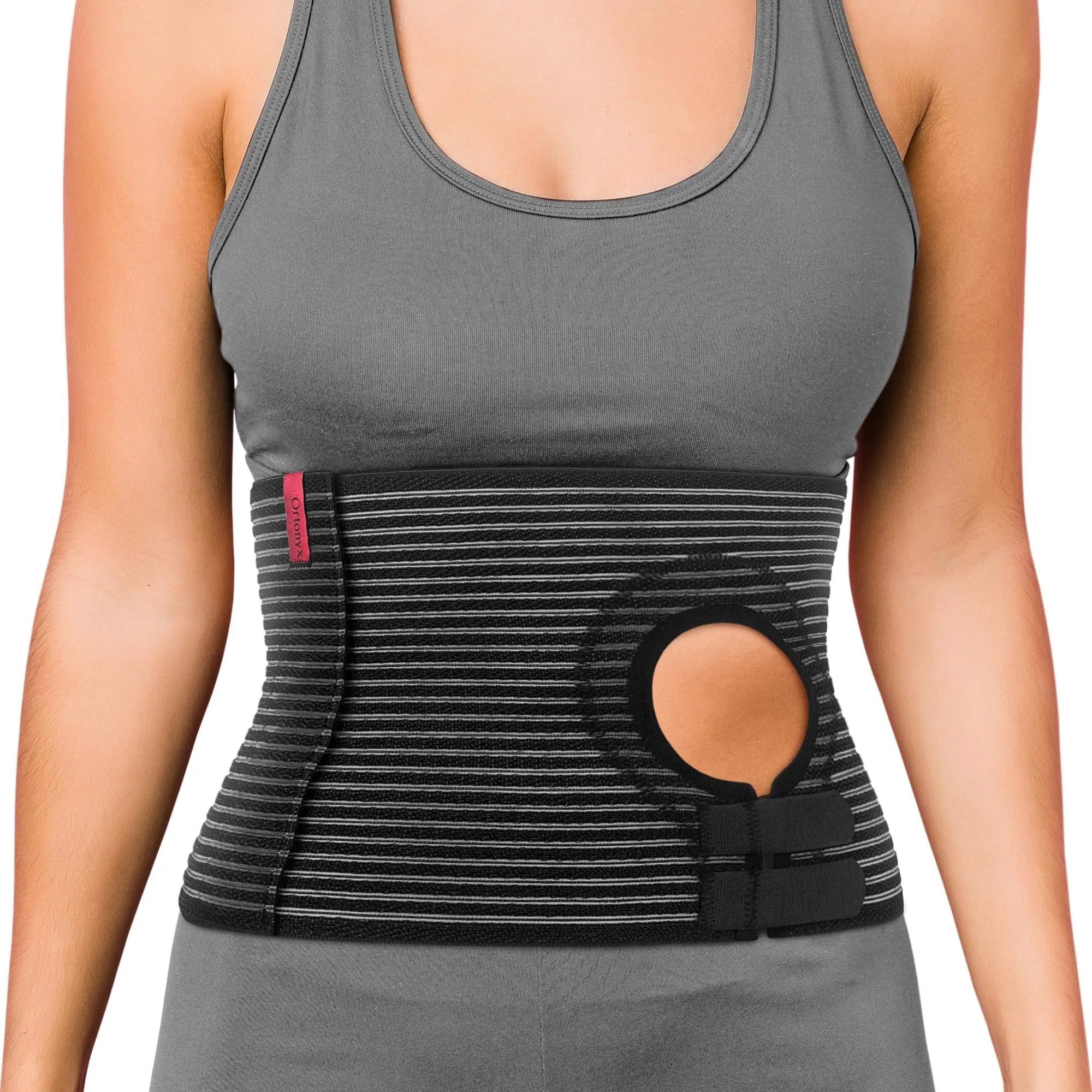 ORTONYX Abdominal Ostomy Belt for Men and Women for Post-Operative Care After Colostomy ileostomy Surgery, Adjastable Stoma Bag Hole